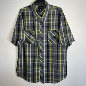 Hart & Huntington 2XL Short Sleeve Button Down Gray‎ Shirt